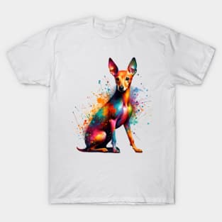 Vibrant Cirneco dell'Etna in Colorful Splash Art T-Shirt